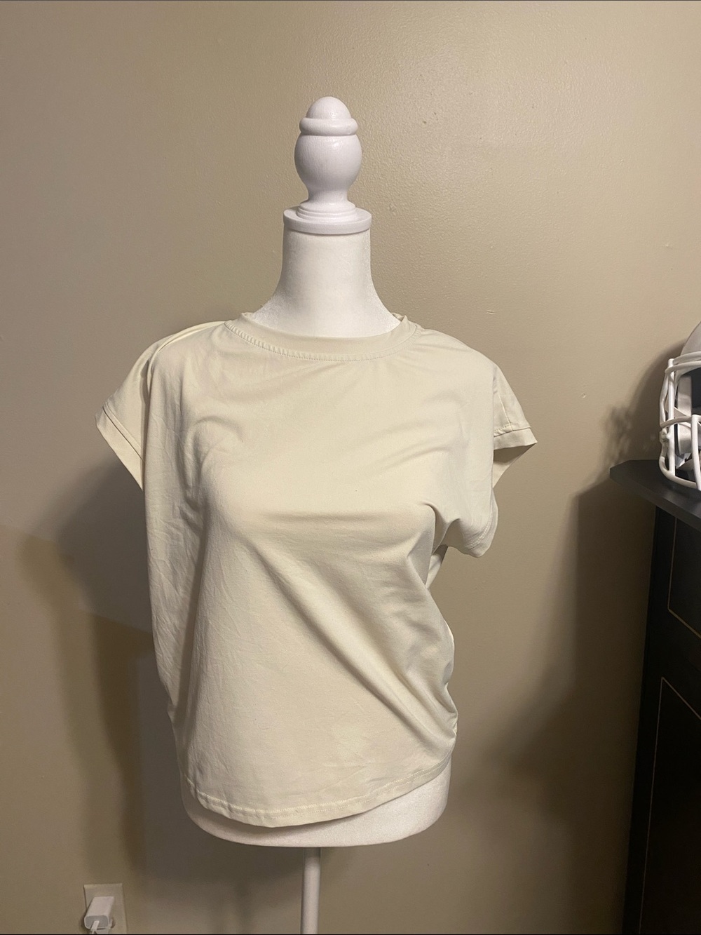 SHEIN Short Sleeve Crewneck Tee in Light Cream